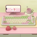 Strawberry Milk Rabbit 104+34 / 54 MDA / Cherry Profile Keycap Set Cherry MX PBT Dye-subbed for Mechanical Gaming Keyboard